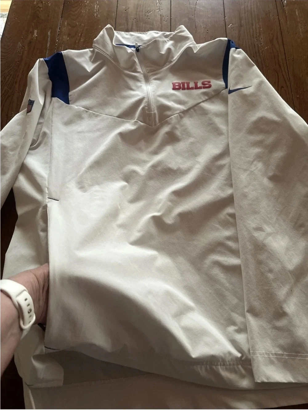 Nike Buffalo Bills NFL On Field Engineered Quarter Zip Travel Jacket Vented L